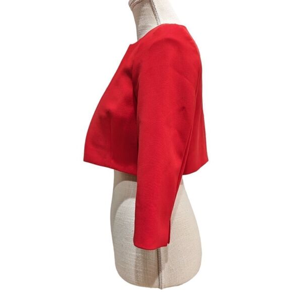 Hobbs London Elize Red Cropped Open Front 3/4 Sleeve Blazer Jacket Sz 4 Petite - Picture 7 of 12